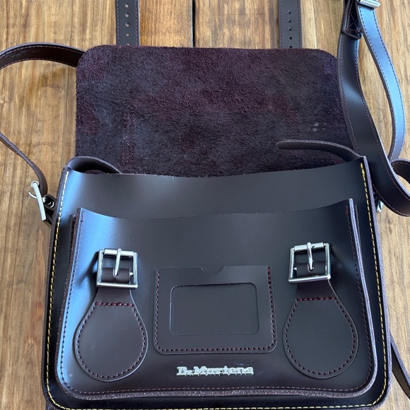 Dr. Martens Leather 11” Crossbody Messenger Bag burgandy/brown color - Picture 5 of 10